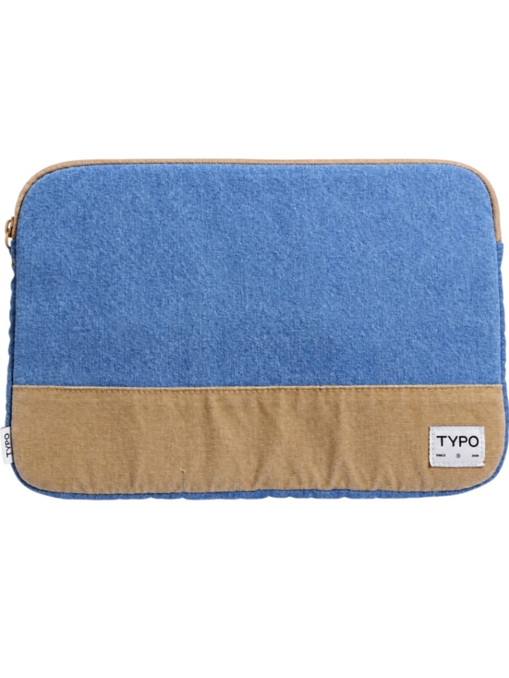 TYPO Blue Denim Look & Tan Zip Laptop Sleeve Case